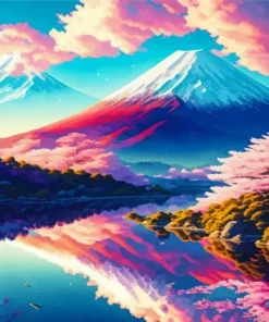 Cherry Blossom Mount Fuji Diamond Painting
