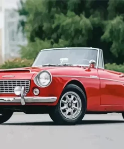 Cherry Red Small Vintage Car Diamond Painting