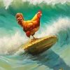 Chicken On A Surfboard Art Diamond Painting