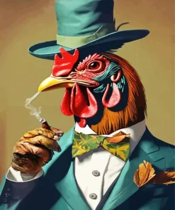 Chicken Wearing A Suit Smoking Diamond Painting