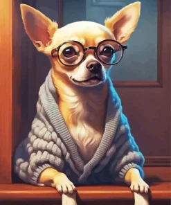 Chihuahua Dog With Glasses Diamond Painting