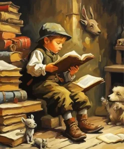 Child Reading Art Diamond Painting