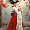 Chinese Girl With Umbrella Art Diamond Painting