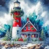 Christmas At The Lighthouse Art Diamond Painting