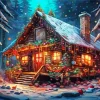 Christmas Cabin In The Woods Diamond Painting