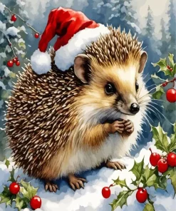 Christmas Hedgehog Diamond Painting