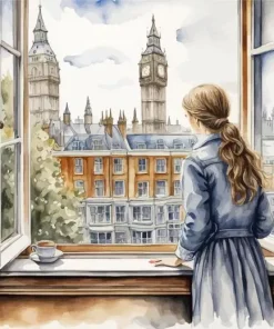 Cool Girl In Window Art Diamond Painting