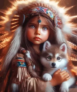 Cool Girl With Wolf Diamond Painting