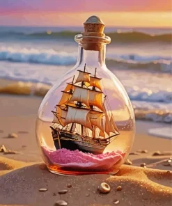 Cool Ship Bottle Sunset Diamond Painting