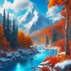 Cool Snow Fall Mountain Diamond Painting