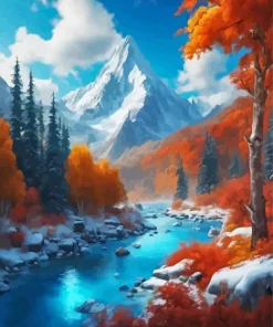 Cool Snow Fall Mountain Diamond Painting