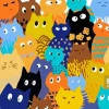 Cute Colorful Cartoon Cats Diamond Painting