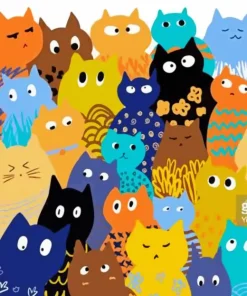 Cute Colorful Cartoon Cats Diamond Painting