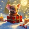 Cute Christmas Mouse Art Diamond Painting