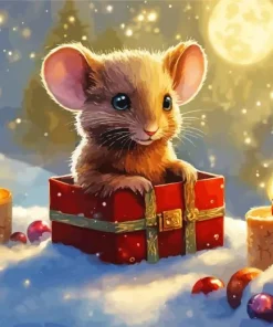 Cute Christmas Mouse Art Diamond Painting