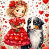 Cute Girl And Dog Diamond Painting