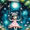 Cute Little Girl On A Swing Diamond Painting