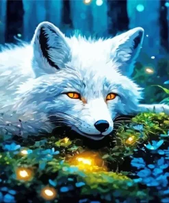 Cute Sleeping White Fox Diamond Painting