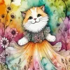 Cute Smiling Cat Cartoon Diamond Painting