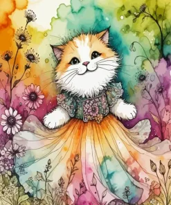 Cute Smiling Cat Cartoon Diamond Painting