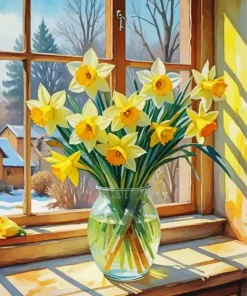 Daffodils In Vase Diamond Painting