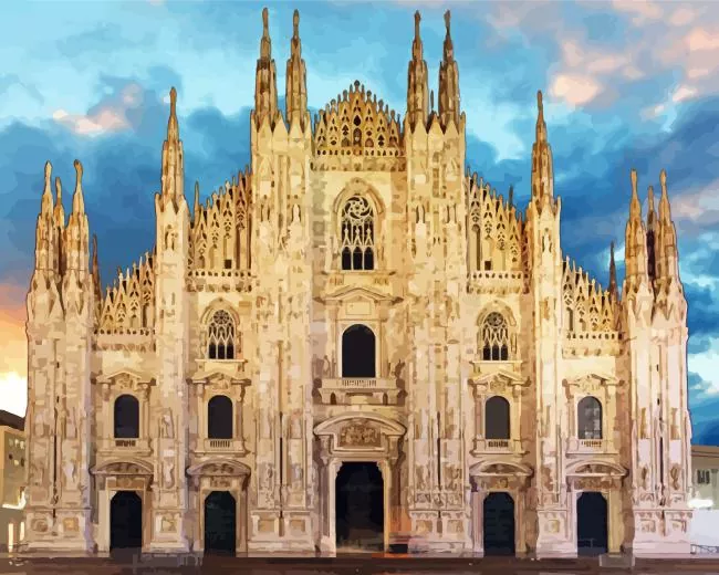 duomo milano cathedral Diamond With Numbers Duomo Milano Cathedral Diamond Painting