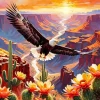 Eagle Over Cactus With Orange Flowers Diamond Painting
