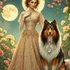 Fancy Lady With Collie Diamond Painting