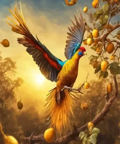 Flying Golden Pheasant Bird Diamond Painting