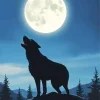 Full Moon Silhouette Dog Diamond Painting