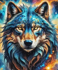 Galaxy Wolf Face Art Diamond Painting