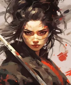 Girl Holding A Sword Diamond Painting