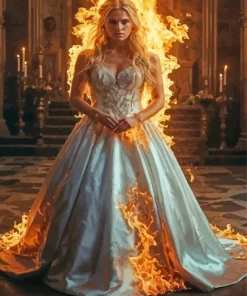 Girl In Fire Diamond Painting