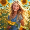 Girl In Sunflower Field Diamond Painting