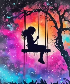 Girl On A Swing Silhouette Diamond Painting