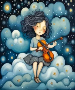 Girl With Violin Art Diamond Painting