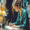 Girl Writing Diamond Painting
