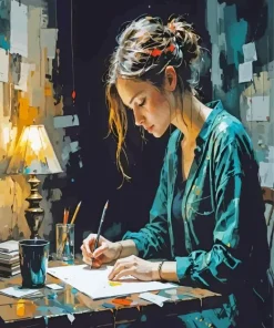 Girl Writing Diamond Painting