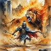 Gladiator And Lion Art Diamond Painting