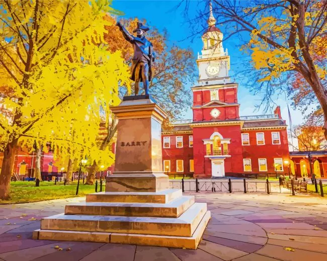 independence hall Diamond With Numbers Independence Hall Diamond Painting