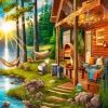 Lakeside Cabin Diamond Painting