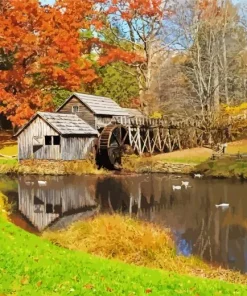 Mabry Mill Watermill In Virginia Diamond Painting