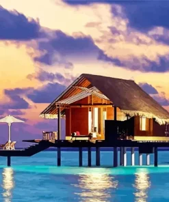 Maldive Huts Diamond Painting
