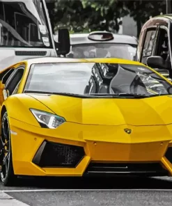 Matte Yellow Car Diamond Painting