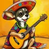 Mexican Chihuahua Playing Guitar Diamond Painting