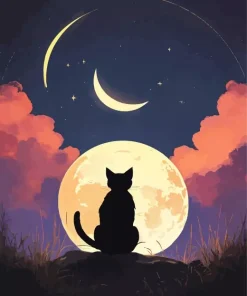 Moon And Cat Diamond Painting