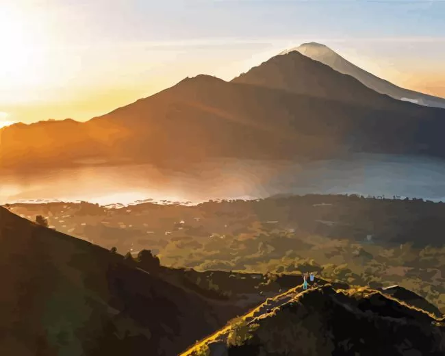 mount batur Diamond With Numbers Mount Batur Diamond Painting