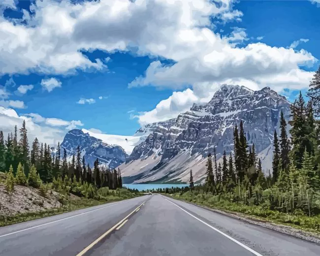 mountain road landscape Diamond by Numbers Mountain Road Landscape Diamond Painting