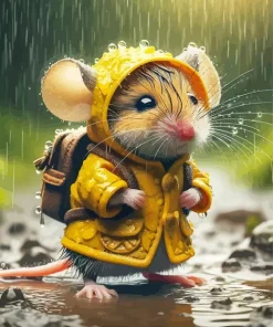 Mouse In Rain Diamond Painting