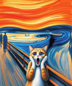 Munch Scream Cat Diamond Painting